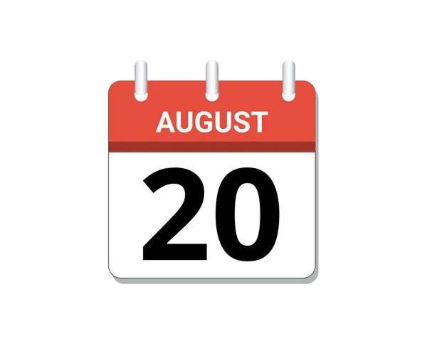 August 20Th Calendar Icon Vector Concept Schedule Business Tasks — Archivo Imágenes Vectoriales