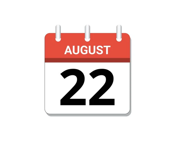 August 22Nd Calendar Icon Vector Concept Schedule Business Tasks — 스톡 벡터