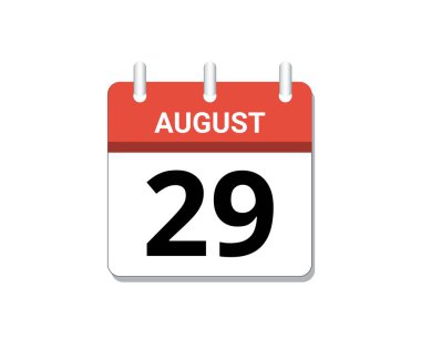 Ağustos, 29. Takvim simgesi vektörü, zamanlama, iş ve görevler kavramı