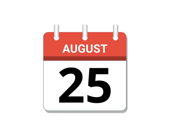 August 25Th Calendar Icon Vector Concept Schedule Business Tasks — Wektor stockowy