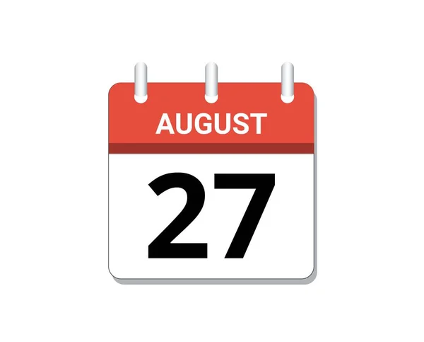 August 27Th Calendar Icon Vector Concept Schedule Business Tasks — 스톡 벡터