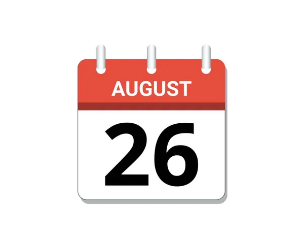August 26Th Calendar Icon Vector Concept Schedule Business Tasks — 图库矢量图片