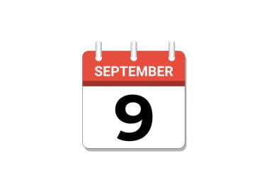 Eylül, 9. Takvim simgesi vektörü, zamanlama, iş ve görevler kavramı