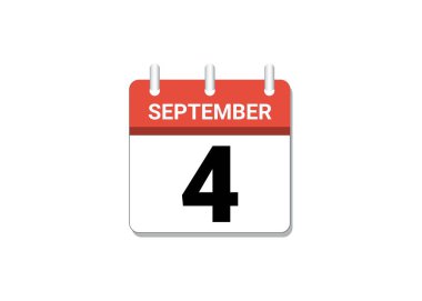 Eylül, 4. Takvim simgesi vektörü, zamanlama, iş ve görevler kavramı