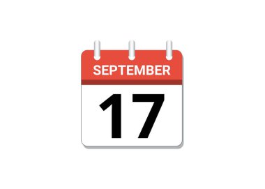 September, 17th calendar icon vector, concept of schedule, business and tasks. Vector illustration