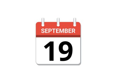 September, 19th calendar icon vector, concept of schedule, business and tasks. Vector illustration
