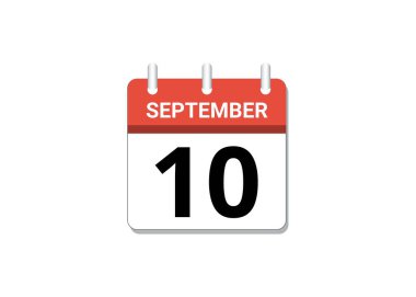 September, 10th calendar icon vector, concept of schedule, business and tasks