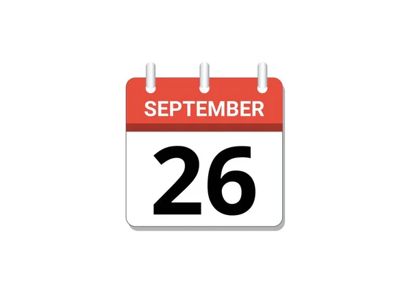 September 26Th Calendar Icon Vector Concept Schedule Business Tasks Vector — Image vectorielle