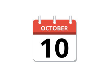 October, 10th calendar icon vector, concept of schedule, business and tasks. Vector illustration