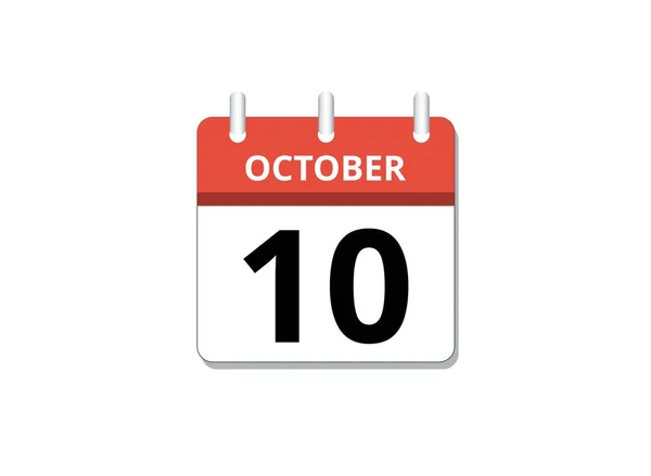 October 10Th Calendar Icon Vector Concept Schedule Business Tasks Vector — Archivo Imágenes Vectoriales