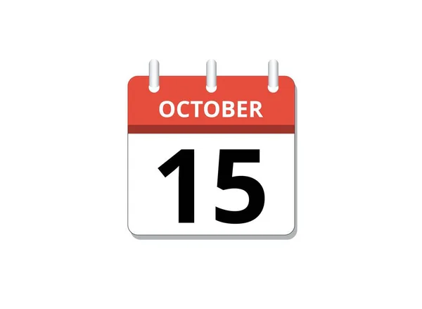 October 15Th Calendar Icon Vector Concept Schedule Business Tasks Vector — Stock Vector
