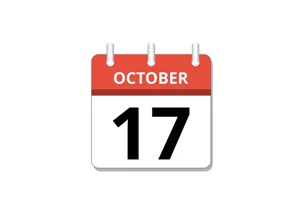 October 17Th Calendar Icon Vector Concept Schedule Business Tasks — Stock Vector