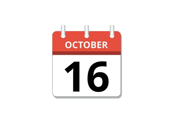 October 16Th Calendar Icon Vector Concept Schedule Business Tasks — Stock Vector