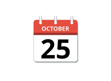 October, 25th calendar icon vector, concept of schedule, business and tasks. Vector illustration