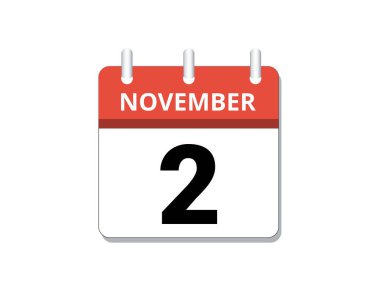 November, 2nd calendar icon vector, concept of schedule, business and tasks. Vector illustration