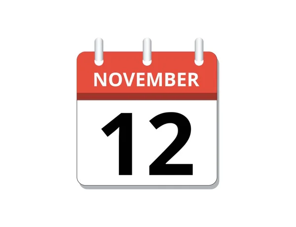 November 12Th Calendar Icon Vector Concept Schedule Business Tasks Vector — Stock Vector