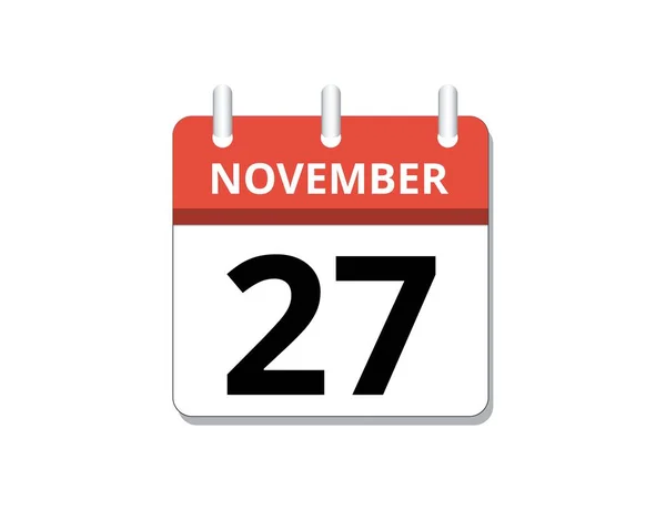 November 27Th Calendar Icon Vector Concept Schedule Business Tasks Vector — Stock Vector