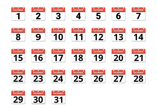 December Month Calendar Set Concept Schedule Business Tasks Vector Illustration — Stock Vector