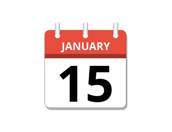 Enero 15º Vector Icono Calendario Concepto Horario Negocio Tareas Ilustración — Archivo Imágenes Vectoriales