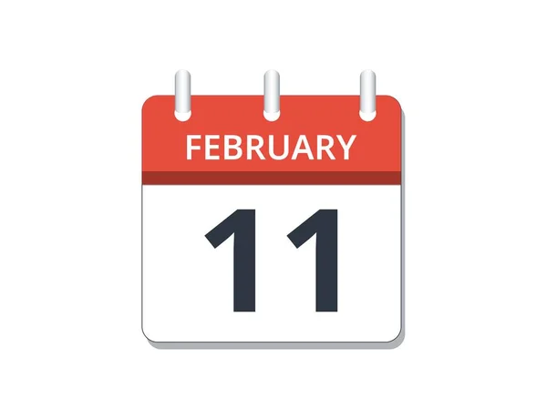 Febrero 11º Vector Icono Calendario Concepto Horario Negocio Tareas Ilustración — Archivo Imágenes Vectoriales