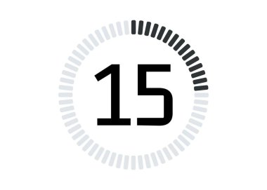 15 saniye ya da dakika kronometre simgesi ve zaman sayacı izole edildi. Vektör illüstrasyonu