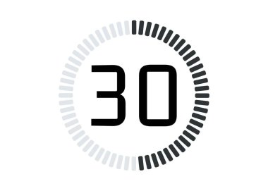 30 saniye veya dakika izole edilmiş zaman kronometre simgesi ve zaman sayacı. Vektör illüstrasyonu