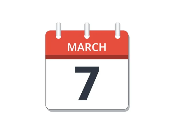 March 7Th Calendar Icon Vector Concept Schedule Business Tasks Vector — Stock Vector