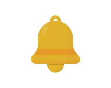 Altın çan ikonu. Alarm çalma, hatırlatma ve abonelik kavramı. Vektör illüstrasyonu