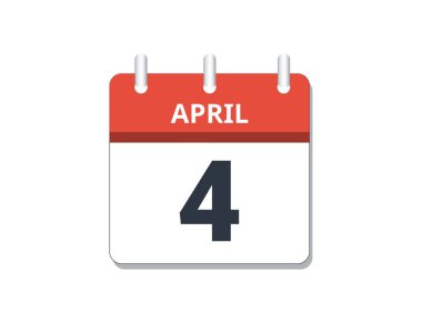 4 Nisan takvim simgesi vektörü. Program, iş ve görev anlayışı. Vektör illüstrasyonu