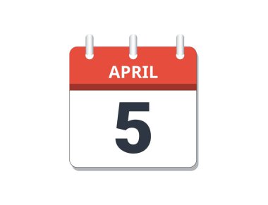 5 Nisan takvim simgesi vektörü. Program, iş ve görev anlayışı. Vektör illüstrasyonu