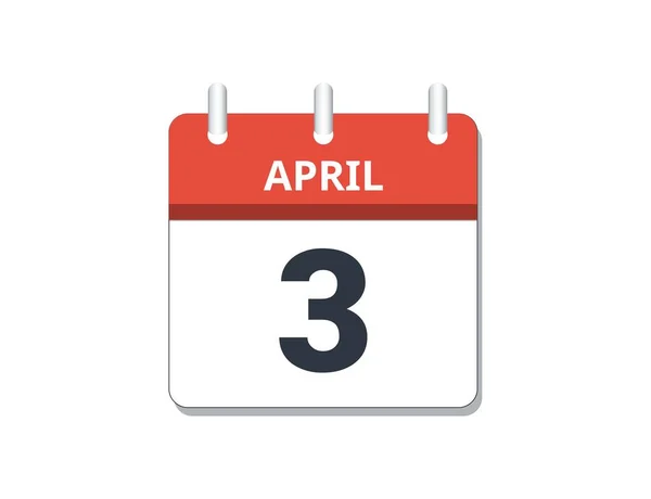 April 3Rd Calendar Icon Vector Concept Schedule Business Tasks Vector — Stock Vector