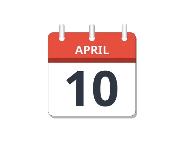 April 10Th Calendar Icon Vector Concept Schedule Business Tasks Vector — Stock Vector