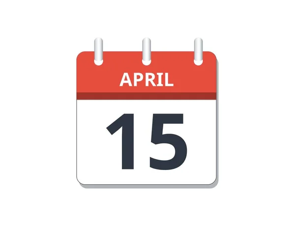 April 15Th Calendar Icon Vector Concept Schedule Business Tasks Vector — Stock Vector