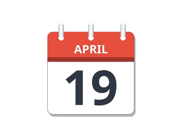 April 19Th Calendar Icon Vector Concept Schedule Business Tasks Vector — Stock Vector