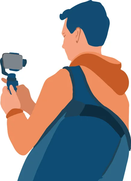 Blogcu telefonu selfie çubuğunda tut