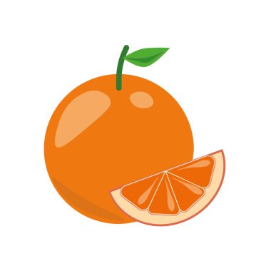 Turuncu Mandarin düz simgesi. Ağ için renkli resim. Çizgi vuruş. Beyaz arka planda izole edilmiş. Vektör Eps10