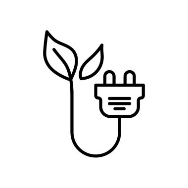 Alternatif yeşil enerji ikonu kavramı. Ağ için düz resim. Çizgi vuruş. Beyaz arka planda izole edilmiş basit bir tasarruf ekolojisi sembolü. Taslak vektör eps10