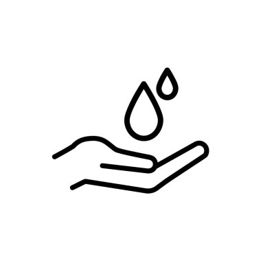 Su damlası düz bir ikona düşer. Ağ için piktogram. Çizgi vuruş. Beyaz arka planda bulunan su ikonu. Vektör E10. Yeşil enerji el konseptinde