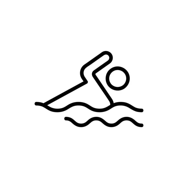 Havuz Ikonu Içindeki Yüzücü Için Düz Resim Çizgi Vuruş Beyaz — Stok Vektör