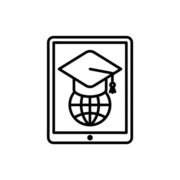 Icona Piatta Educazione Online Pittogramma Apprendimento Web Ictus Isolato Sfondo — Vettoriale Stock