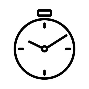 Zaman simgesi. Saat piktogramı. Ağ için hızlı teslimat sembolü. Çizgi vuruş. Beyaz arka planda izole edilmiş. Vektör Eps10