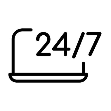 Aygıt ekranında zaman simgesi. Saat piktogramı. Ağ için düz sembol. Çizgi vuruş. Beyaz arka planda izole edilmiş. Vektör Eps10