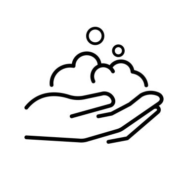 Eller düz simgeyi yıkıyor. Ağ için piktogram. Çizgi vuruş. Beyaz arka planda izole edilmiş. Vektör E10. Ellerindeki su akıntısı.