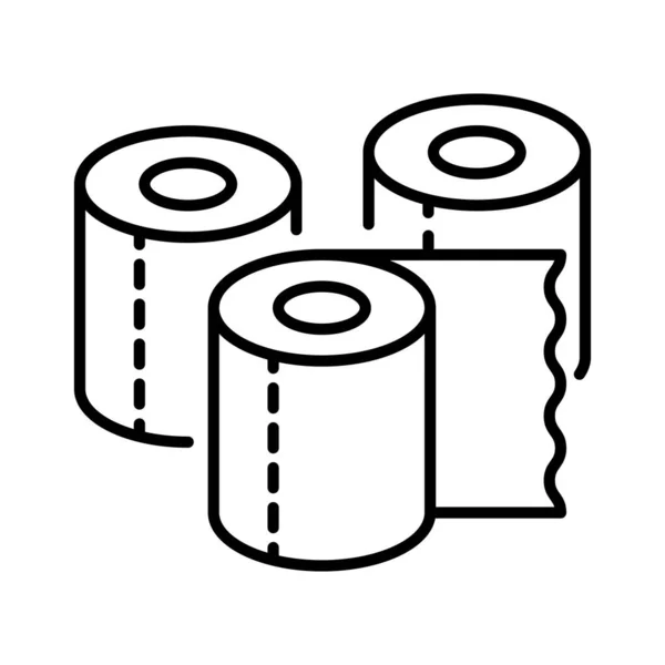 Paper Towel Icon Toilet Pictograms Web Line Stroke Isolated White — Stock Vector