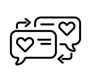 Aşk ikonu. Ağ için düz kalp resmi. Çizgi vuruş. Beyaz arkaplanda izole edilmiş basit bir sembol. Taslak simge vektörü ep10