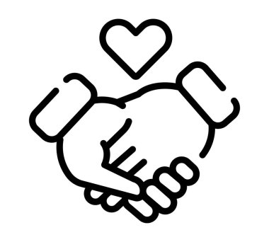 Aşk ikonu. Ağ için düz kalp resmi. Çizgi vuruş. Beyaz arka planda izole edilmiş basit eller sembolü. Taslak simge vektörü ep10