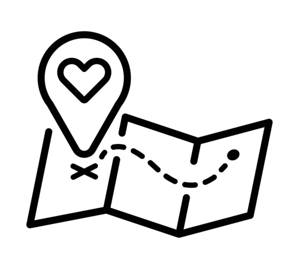 Mapa Amor Icono Pictograma Corazón Plano Para Web Carrera Línea — Vector de stock