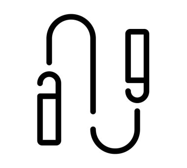 İp düz simge atlanıyor. Ağ için fitness fotoğrafı. Çizgi vuruş. Beyaz arka planda izole edilmiş bir sporcu. Vektör Eps10