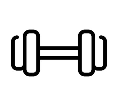 Ağırlık düzlüğü simgesi. Ağ için halter resmi. Çizgi vuruş. Beyaz arka planda izole edilmiş. Vektör Eps10