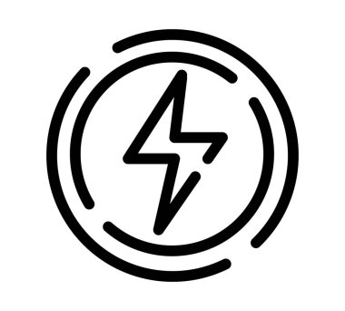 Güç simgesi. Ağ için düz elektrik piktogram. Çizgi vuruş. Beyaz arka planda izole edilmiş basit enerji. Taslak vektör eps10